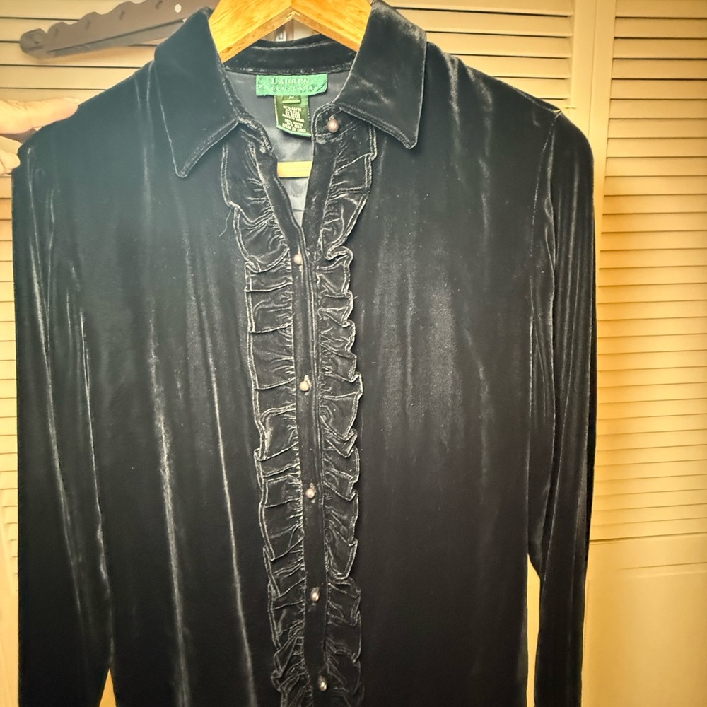 Ralph Lauren Midnight Velvet Ruffle Shirt